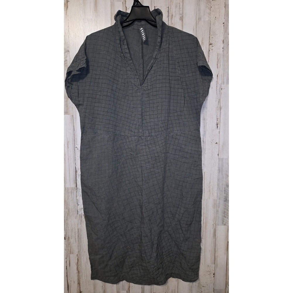 ISCHIKO Lyocell Linen Shift Dress Below Knee Lagenlook Minimalist size 1 US 6/8